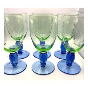 Vintage Pfaltzgraff Summer Breeze 17 Ounce Iced Tea Goblets Set of Six (6)
